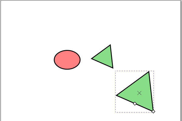 35. 複製先の緑色の星形も連動して三角形に変化する