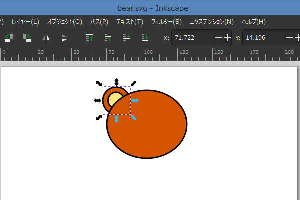 耳を付ける その2 顔を作る クマのイラストを描いてみる Inkscape入門 0 92版